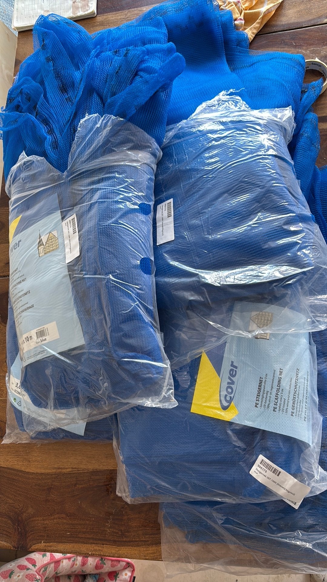 Steigernetten blauw 50gr/m2 verschillende maten, Ophalen, Nieuw, Overige typen, 5 meter of hoger