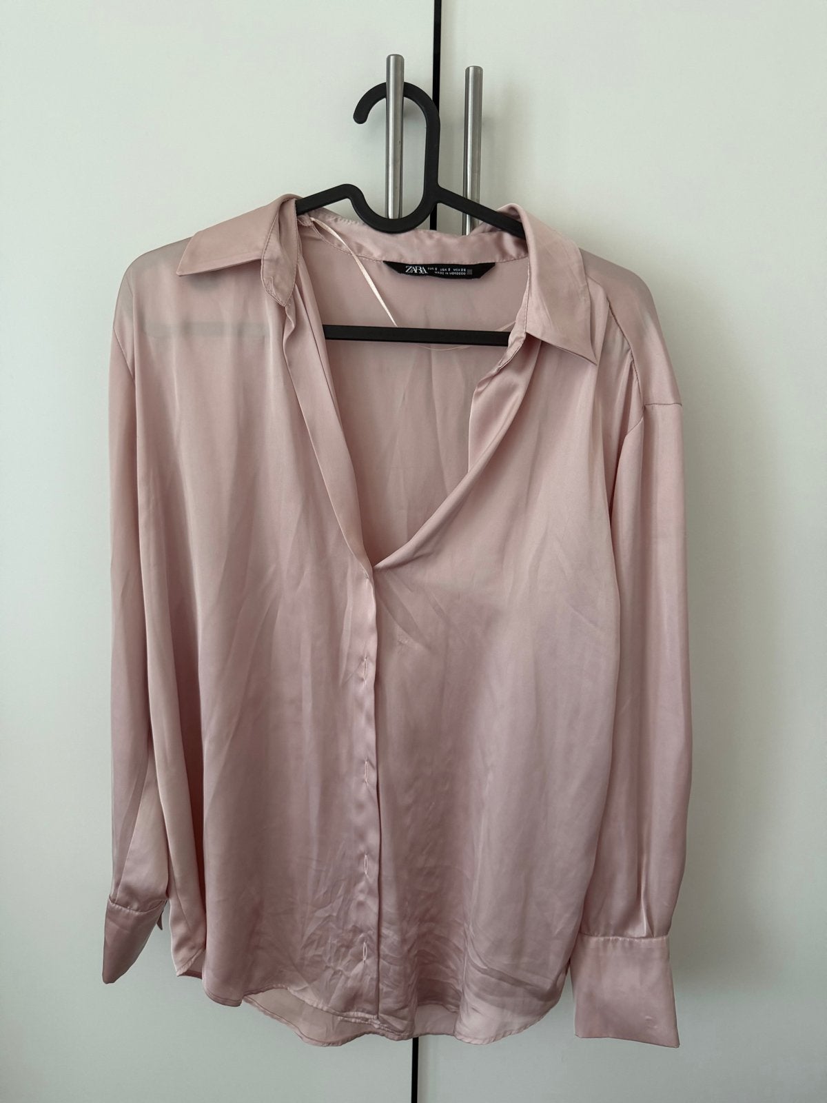 ZARA Roze Satijnen Blouse - Maat S, Ophalen of Verzenden, Gedragen, Maat 36 (S), Roze