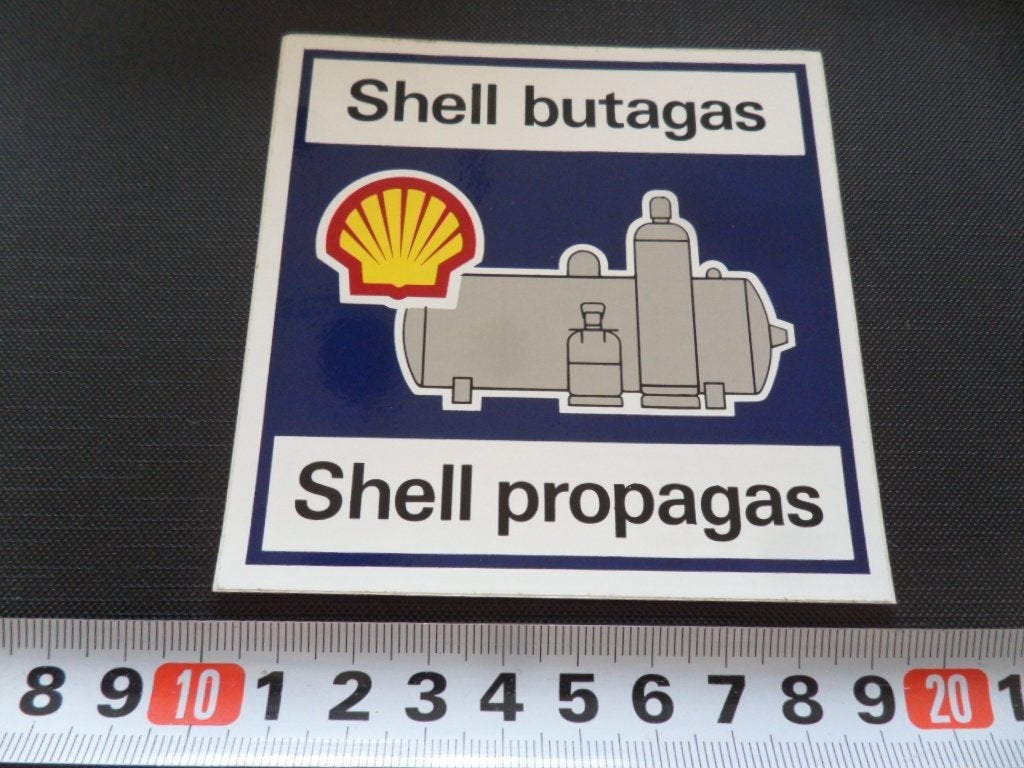 sticker SHELL butagas  Propagas  Groot *, Verzamelen, Ophalen, Zo goed als nieuw