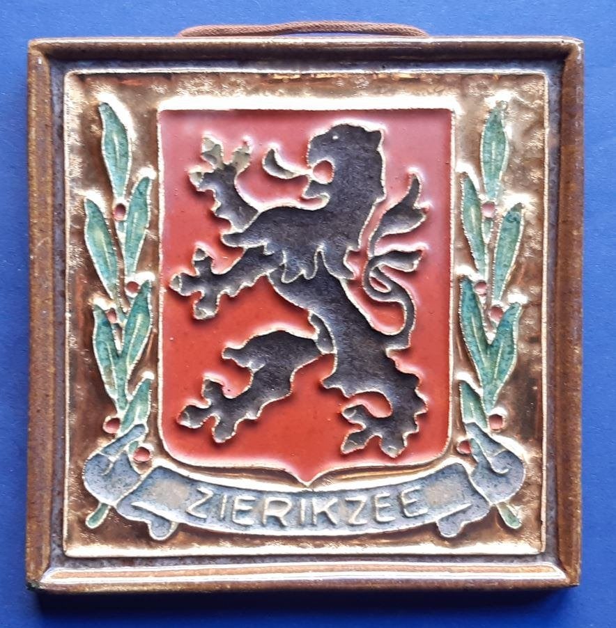 Porceleyne Fles cloisonne tegel Wapen Zierikzee (F55-25), Antiek en Kunst, Ophalen of Verzenden