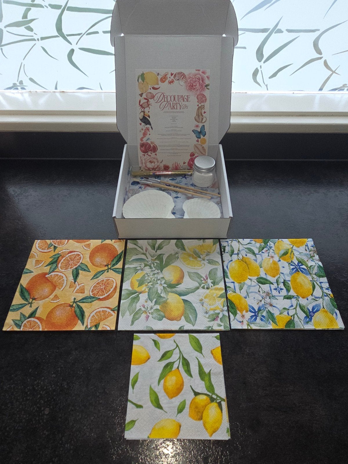 Decoupage DIY pakket - Citroenen, Ophalen of Verzenden, Nieuw, Knutselwerk