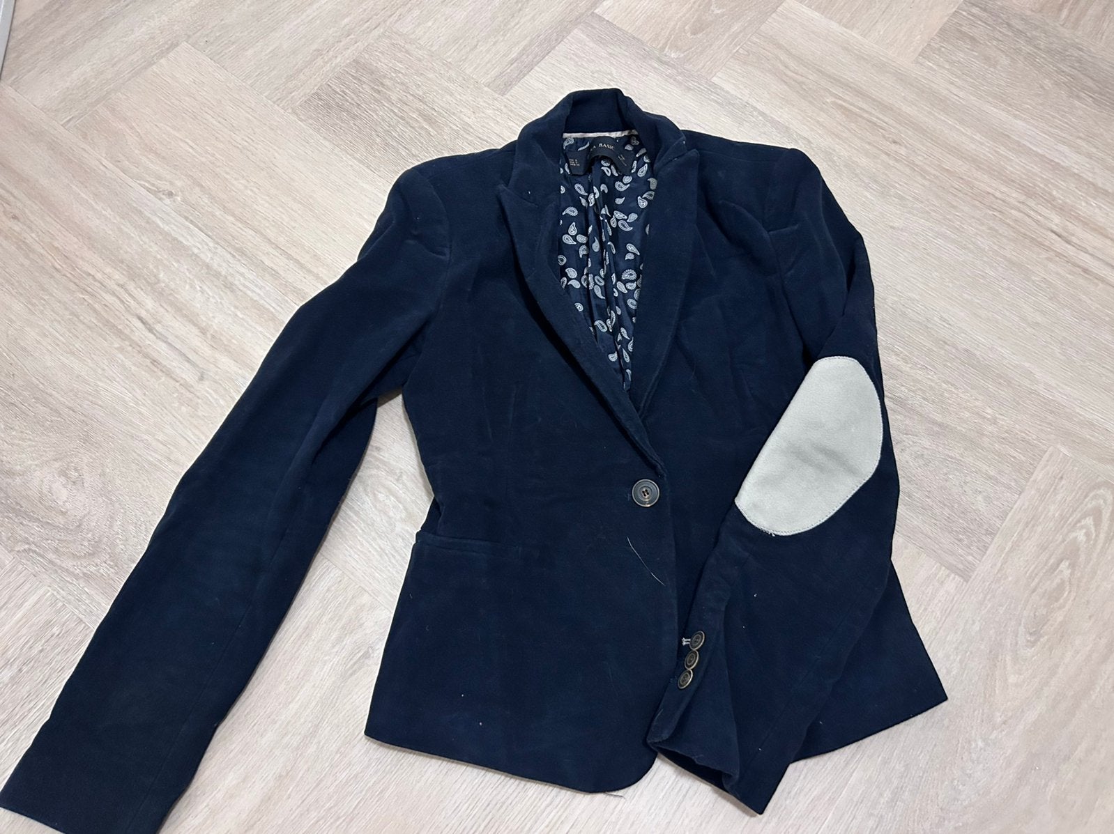 Donkerblauw fluwelen Zara colbert jasje zgan maat S, Ophalen of Verzenden, Zo goed als nieuw, Maat 36 (S), Blauw