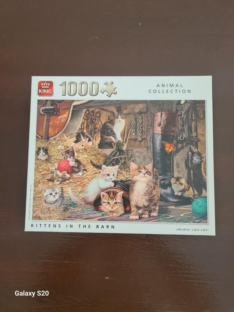 King puzzel 1000 stukjes Kittens in the Barn, Ophalen of Verzenden, 500 t/m 1500 stukjes, Zo goed als nieuw, Legpuzzel
