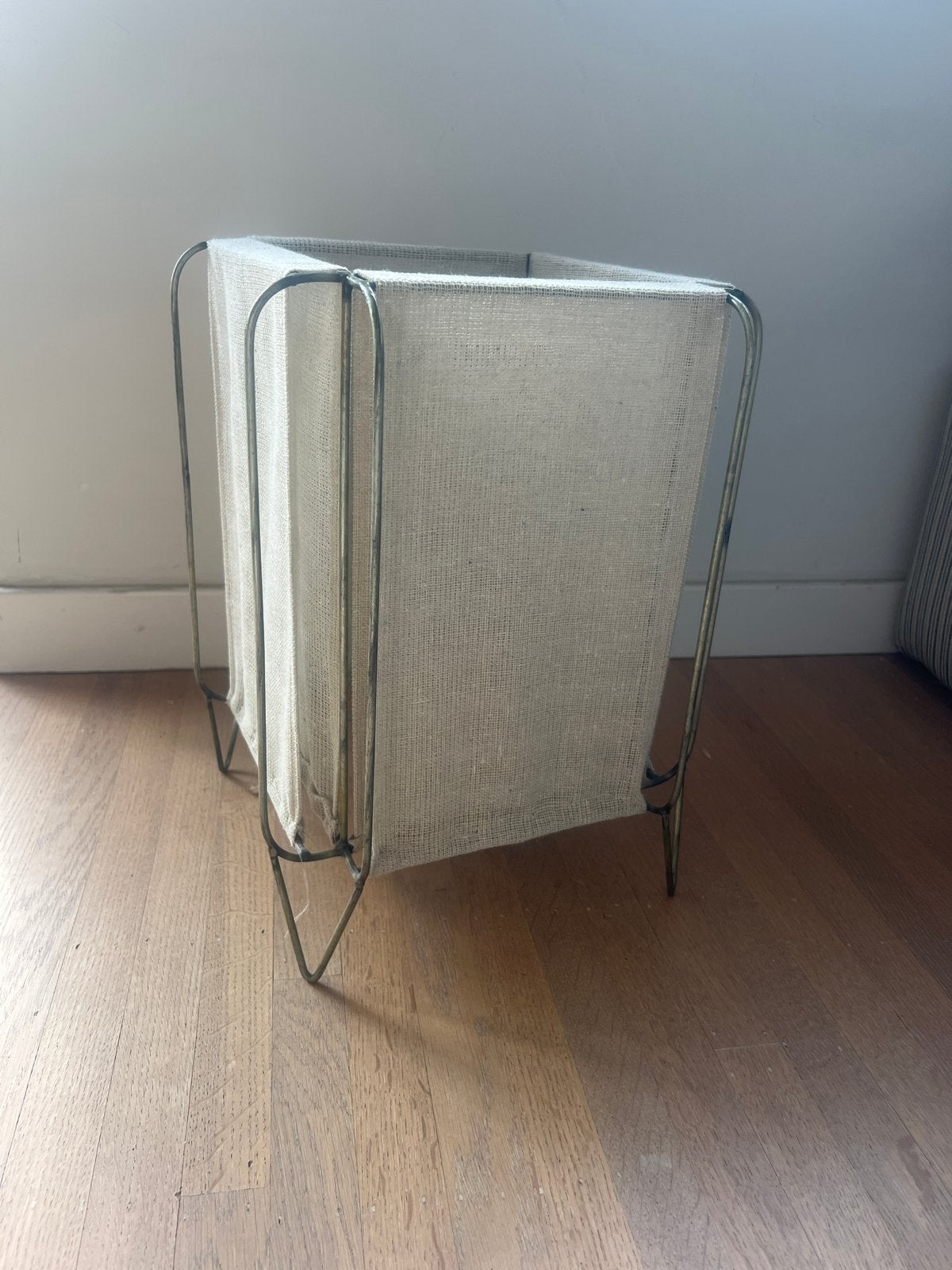 Vintage metalen en linnen kaarsenhouder / lantaarn, Antiek en Kunst, Ophalen of Verzenden
