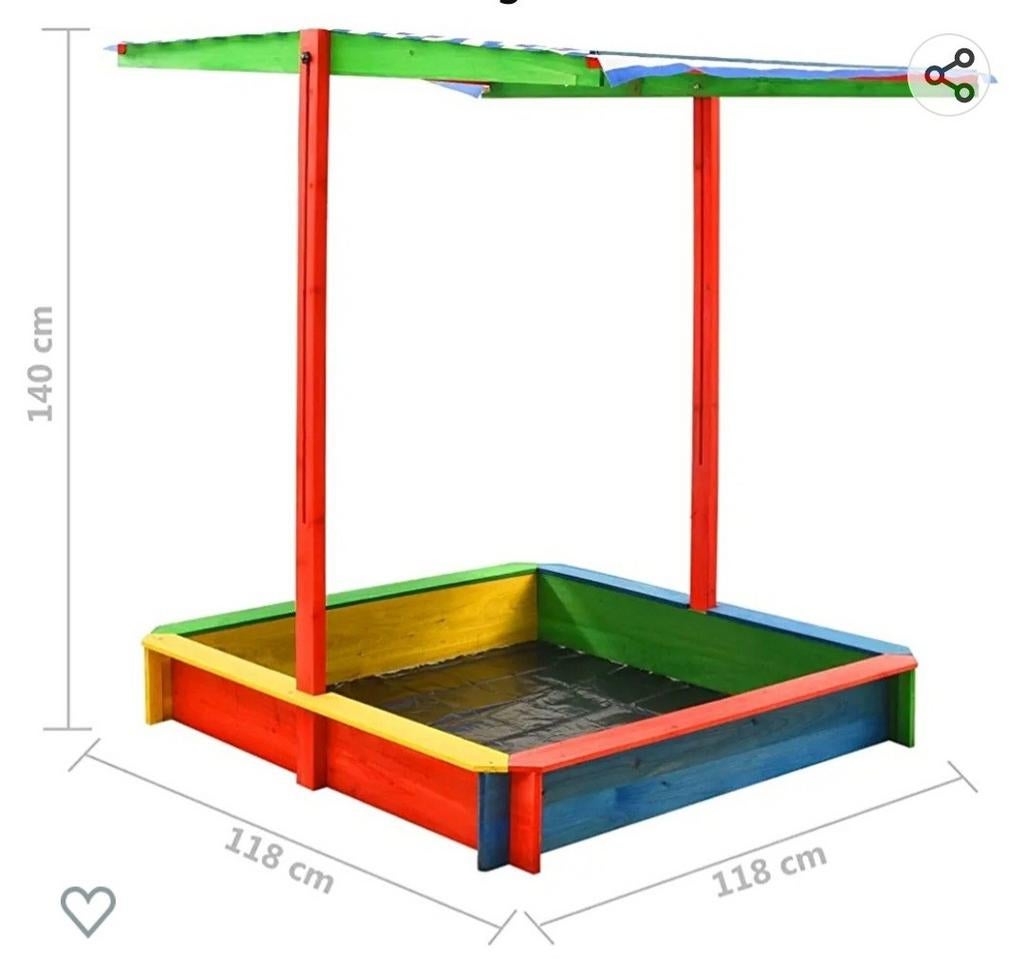 Nieuwe houten zandbak met dak + nieuw 6 zakken speelzand, Ophalen, Nieuw