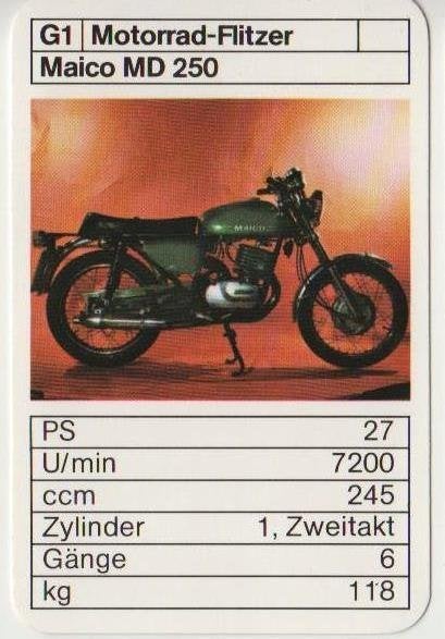 Kw1274 motorkaartje g1 maico md 250, Ophalen of Verzenden, Zo goed als nieuw, Auto's