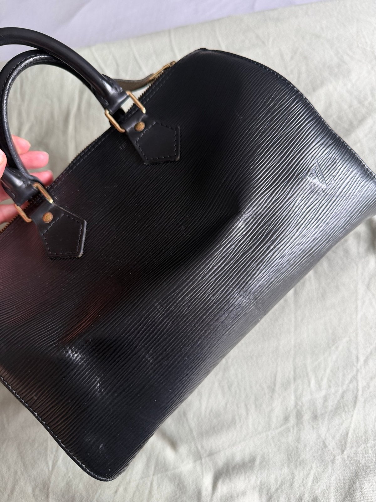 Louis Vuitton Speedy 25 Handtas Zwart Epi leer, Ophalen, Gebruikt, Zwart, Handtas