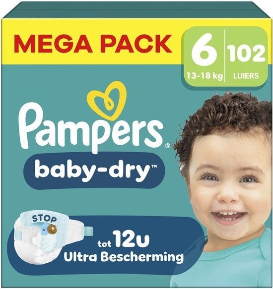Pampers Baby-Dry Luiers Maat 6 Mega Pack (102 stuks), Ophalen of Verzenden, Nieuw