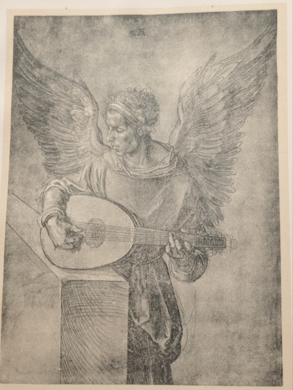 Albrecht Dürer offset prent Engel met Luit, Antiek en Kunst, Ophalen of Verzenden