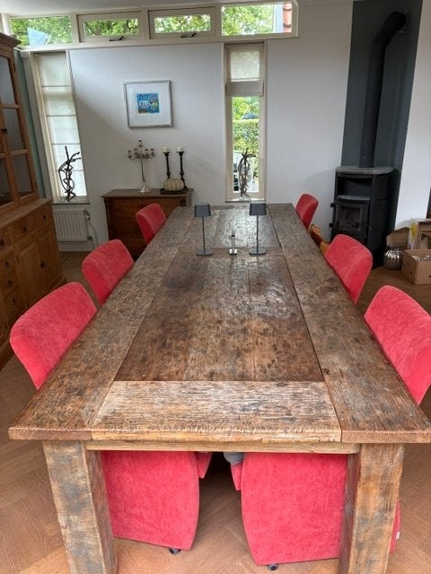 Grote teakhouten eettafel (110 x 325), Huis en Inrichting, Tafels | Eettafels, Ophalen, Gebruikt, 100 tot 150 cm, Teakhout