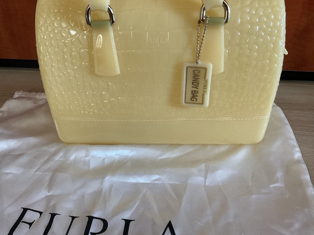 FURLA TAS CANDY BAG 1STE EDITIE NIEUW, Ophalen of Verzenden, Nieuw, Geel, Handtas