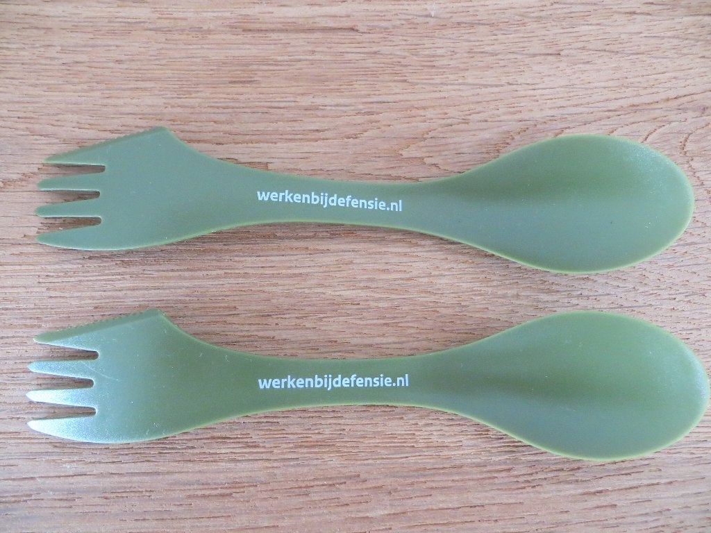 bestek werken bij defensie: plastic mes-vork-lepel, Ophalen of Verzenden, Landmacht, Nederland, Overige typen