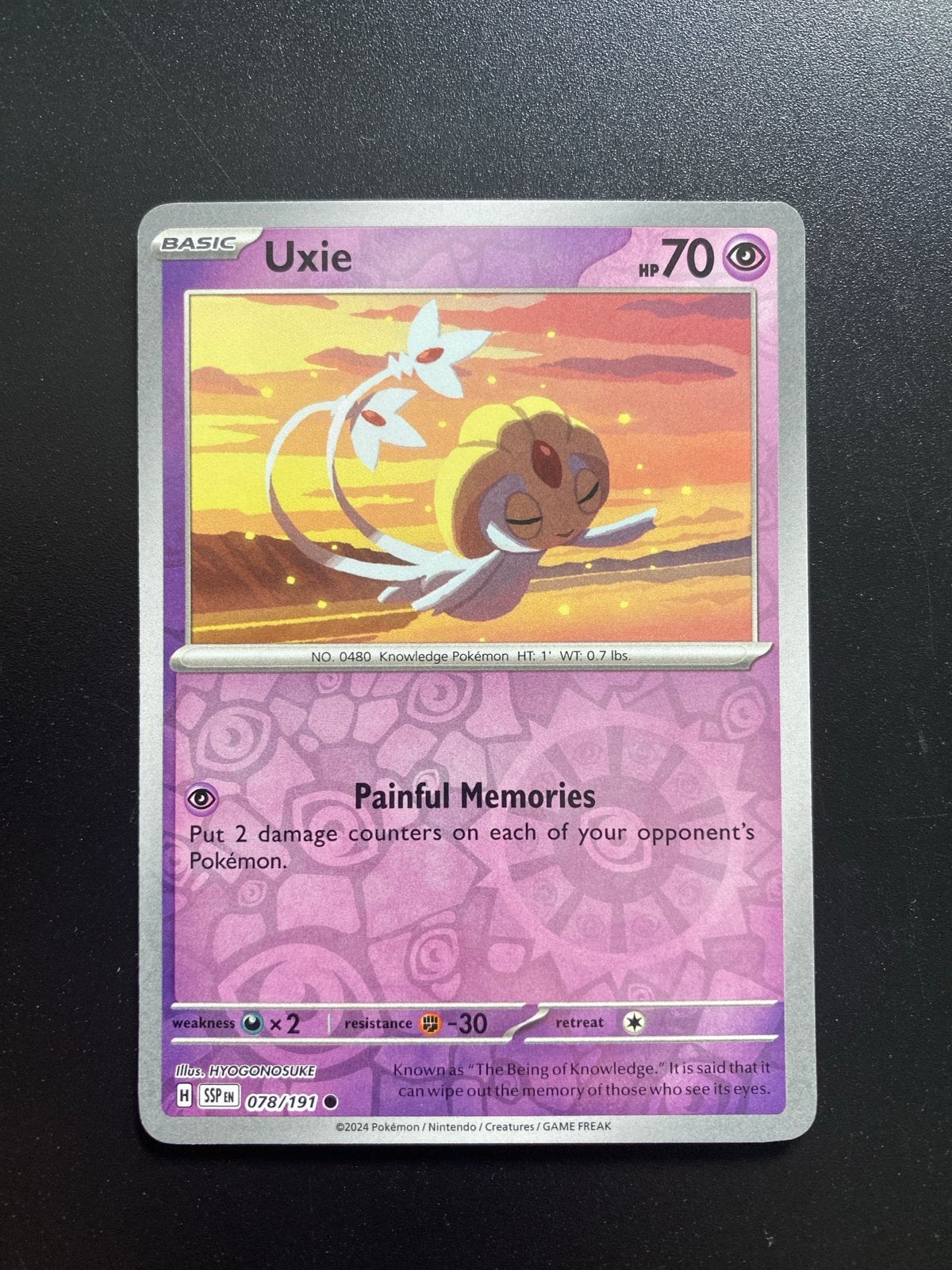 Uxie 078/191 Reverse Holo Pokémon Surging Sparks, Ophalen of Verzenden, Zo goed als nieuw, Losse kaart, Foil