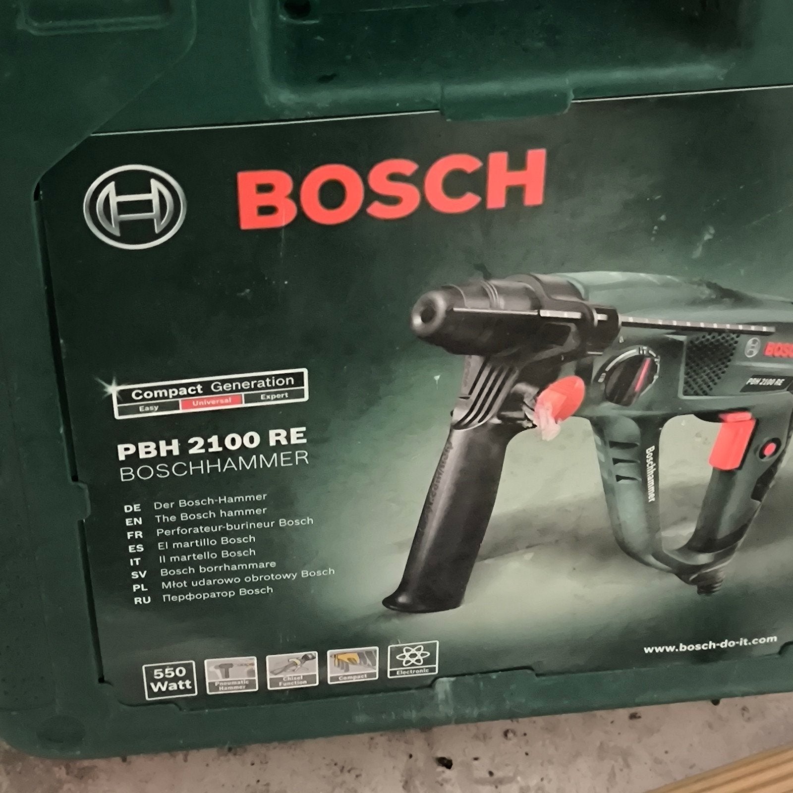 Bosch PBH 2100 RE Boorhamer - 550 Watt inclusief sds boor, Gebruikt, Boor- en/of Breekhamer, Ophalen of Verzenden, Klopboormechanisme