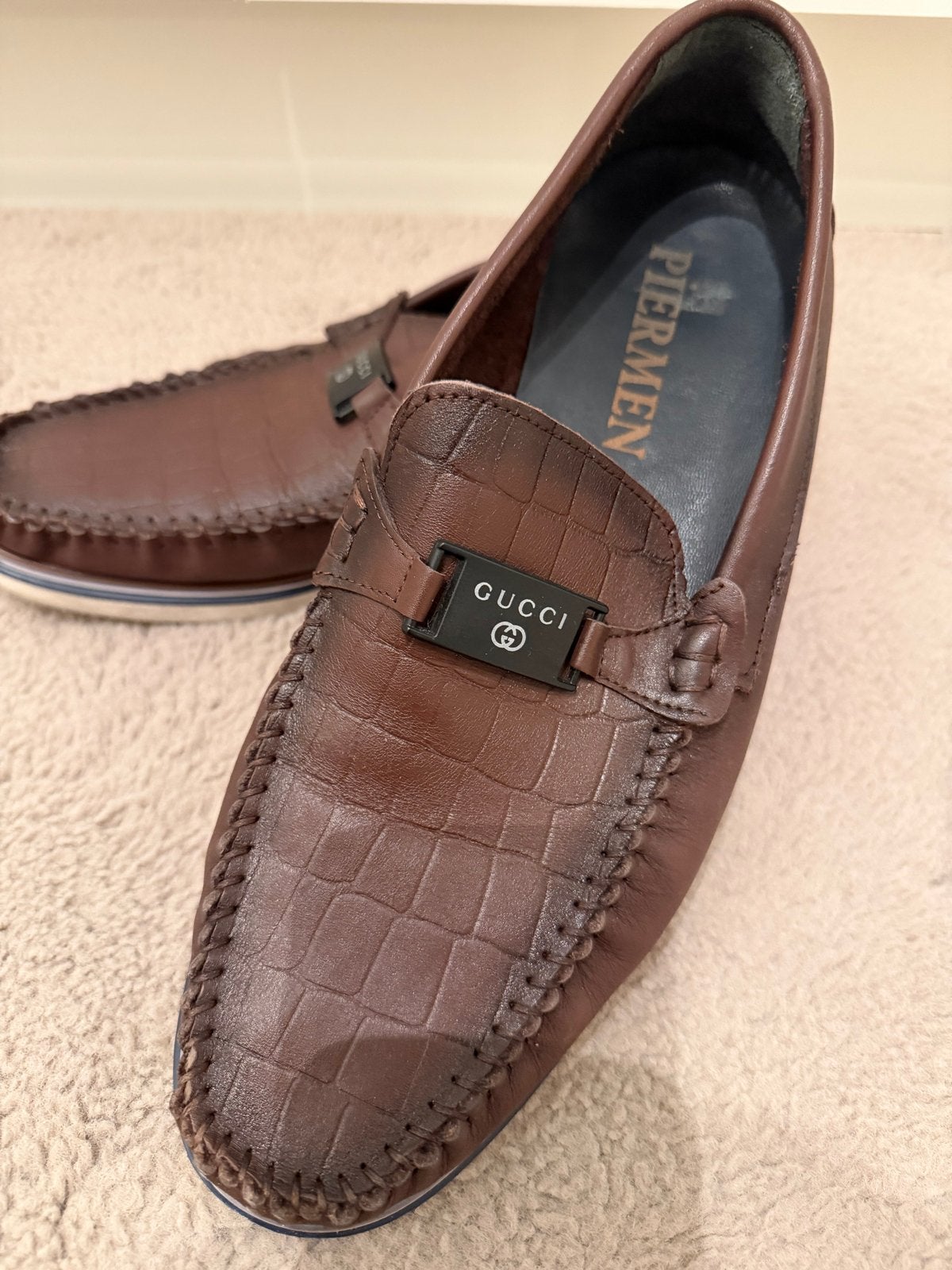 Bruine Gucci Loafers - Maat 44, Ophalen, Zo goed als nieuw, Bruin, Loafers