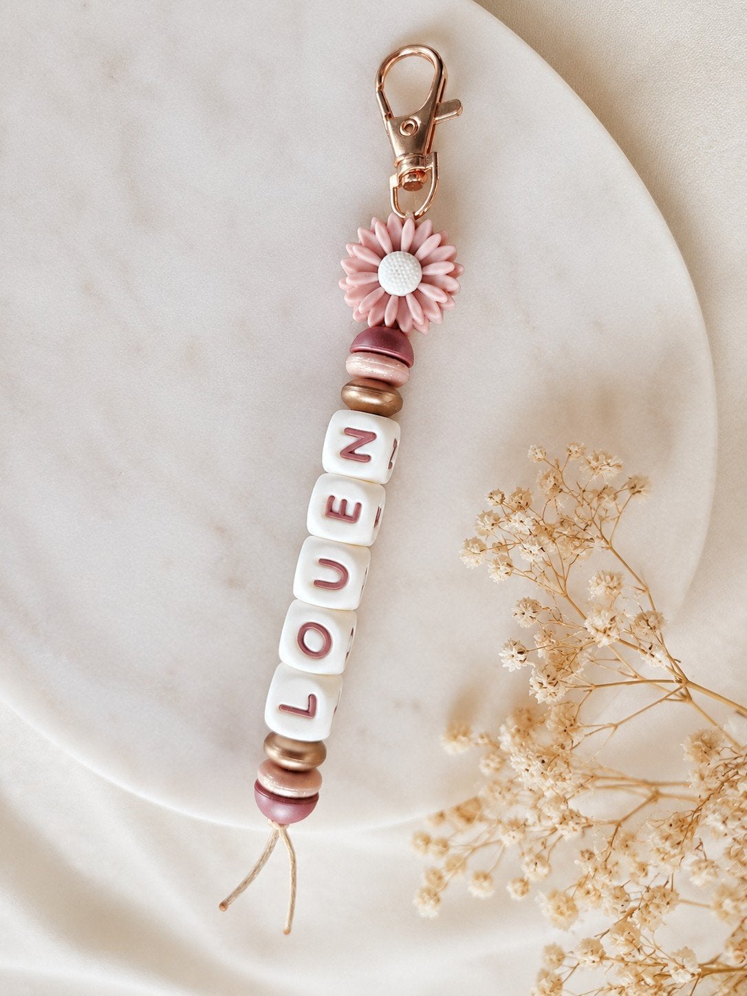 Gepersonaliseerde sleutelhanger met naam en bloem, Verzamelen, Sleutelhangers, Ophalen of Verzenden, Nieuw, Overige typen