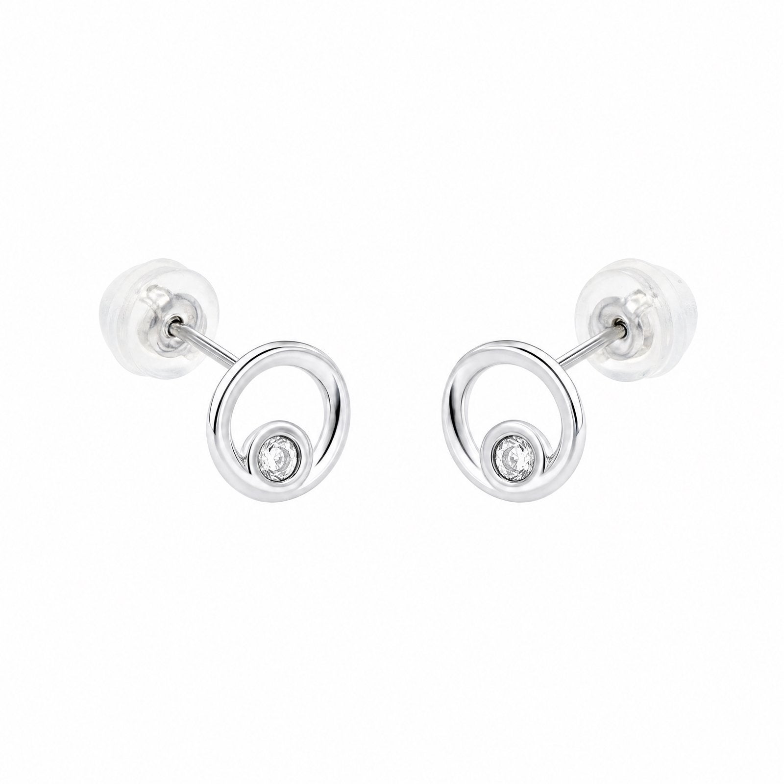 Witgouden oorknopjes met diamant, incl. certificaat., Sieraden, Tassen en Uiterlijk, Oorbellen, Ophalen of Verzenden, Zo goed als nieuw