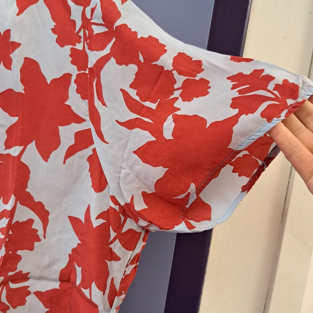 Expresso shirt lichtblauw/ rode bloemen 100% cupro 40 42564, Maat 38/40 (M), Expresso, ., Ophalen of Verzenden