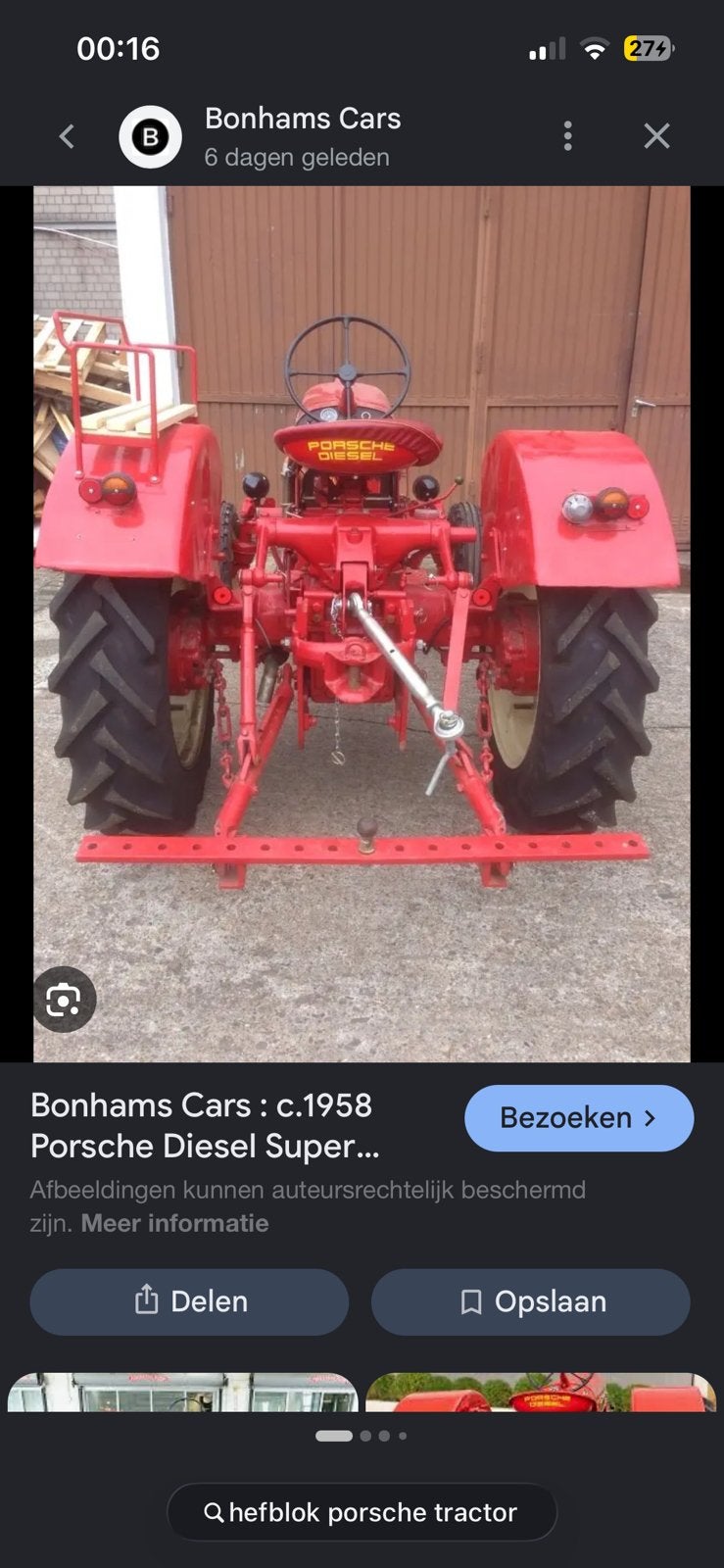 Porsche tractor hefblok los, Ophalen, Gebruikt