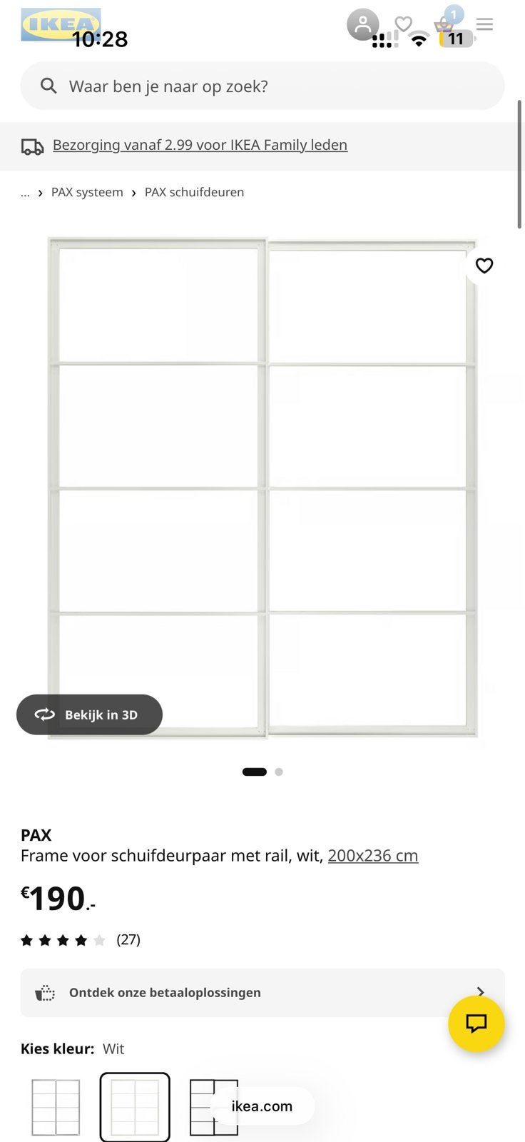 Pax Schuifdeur met witte en houten panelen 200x236, Huis en Inrichting, Kasten | Kledingkasten, Ophalen, 200 cm of meer, 50 tot 100 cm