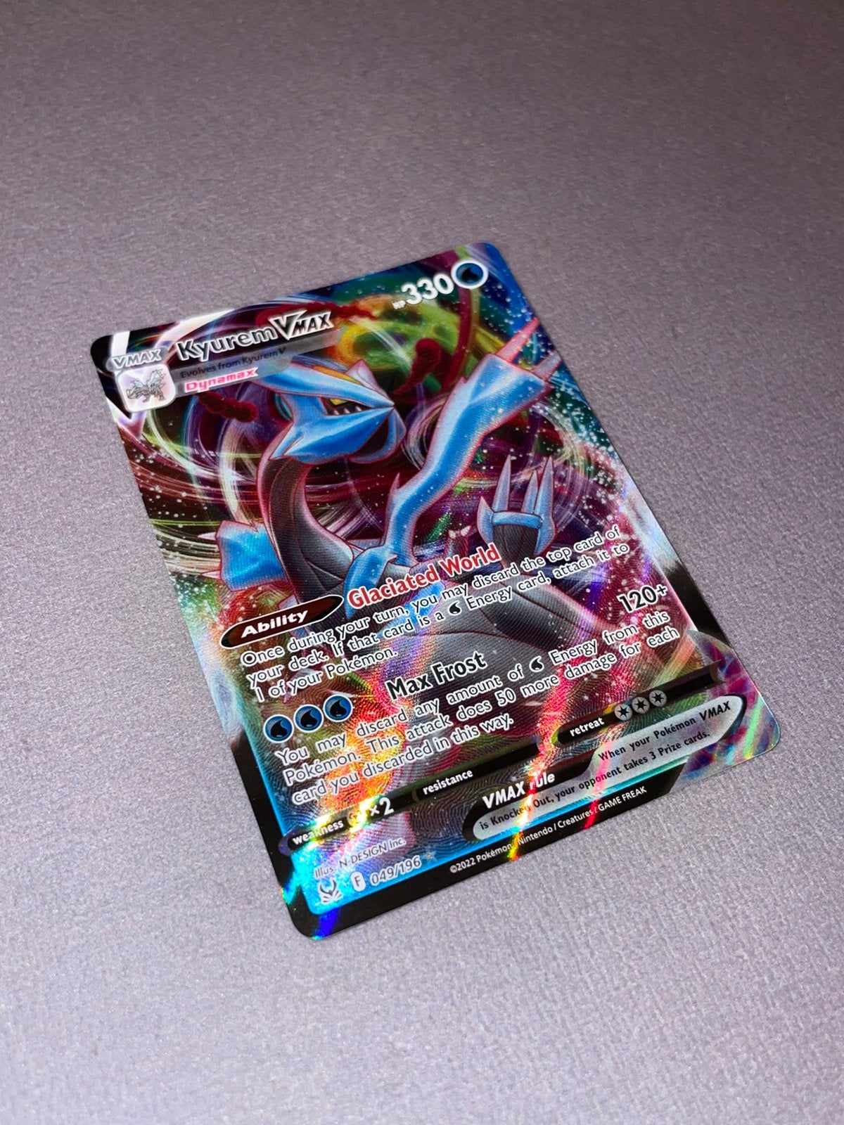 Pokemon Kyurem Vmax 049/196 near mint, Ophalen of Verzenden, Nieuw, Losse kaart, Foil