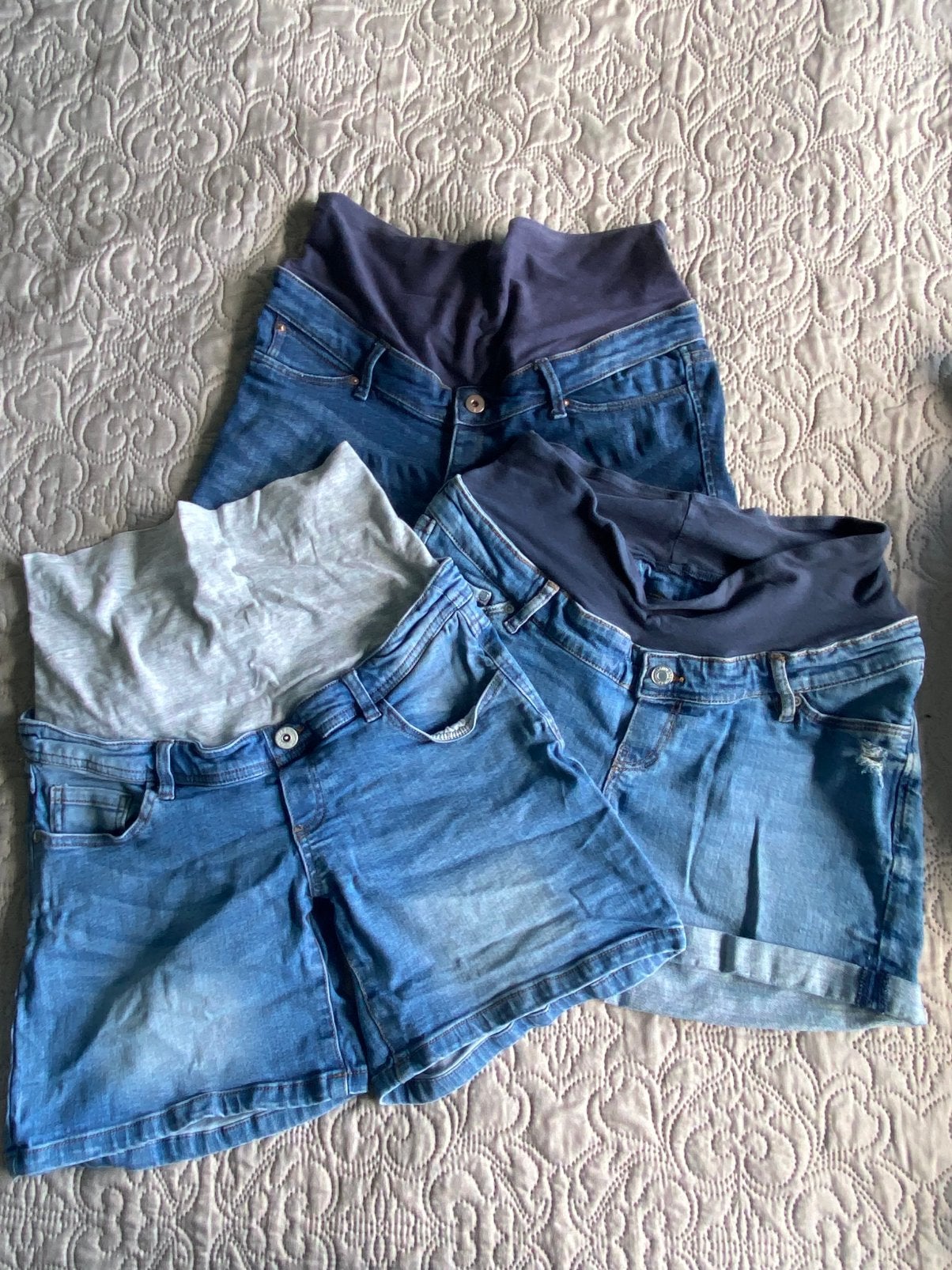 17 Zwangerschapsbroeken (kort en lang), Maat M/38/W29, Kleding | Dames, Positiekleding, Maat 38/40 (M), Blauw, Ophalen of Verzenden