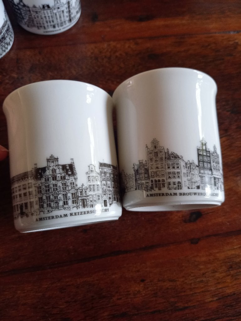 Vintage Nutroma Amsterdam servies 6 bekers, Ophalen, Overige merken, Vintage, Zo goed als nieuw