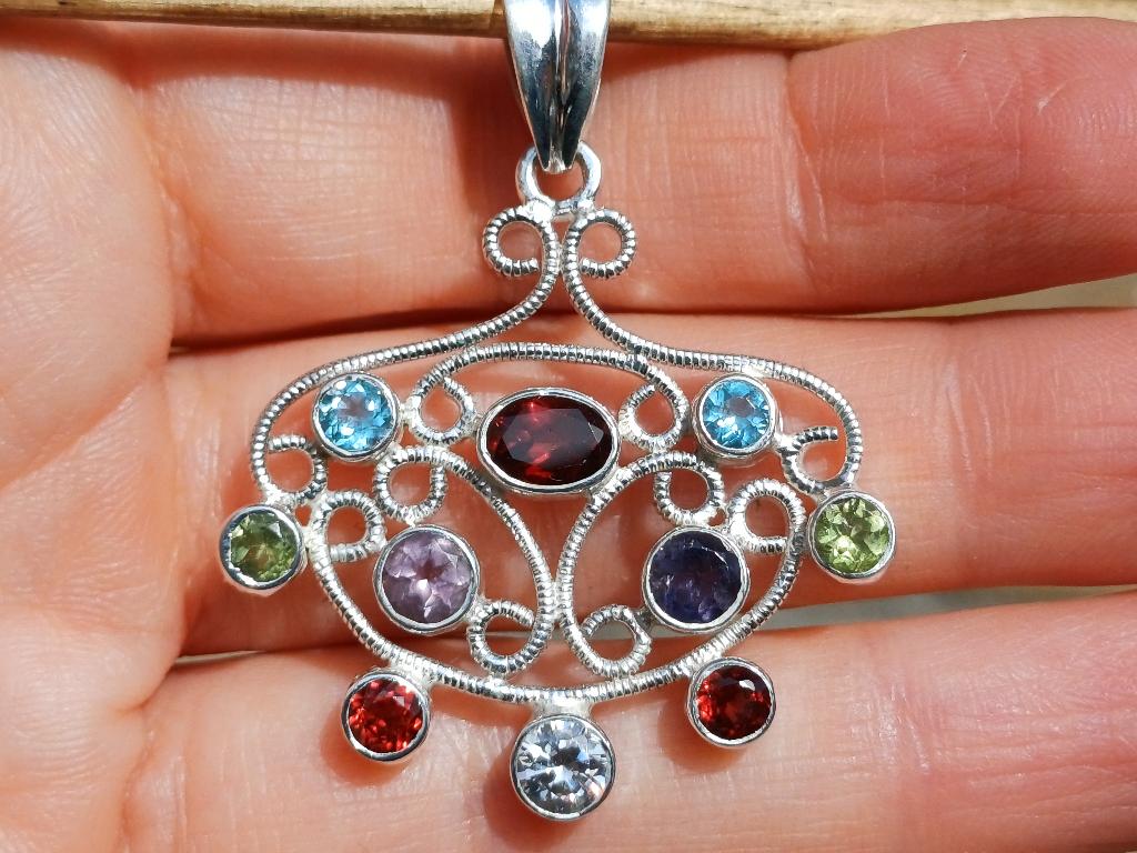 Vanoli 925 zilveren kettinghanger granaat peridot topaas, Daiva1973@hotmail.com, Vanoli, Overige kleuren, Amsterdam