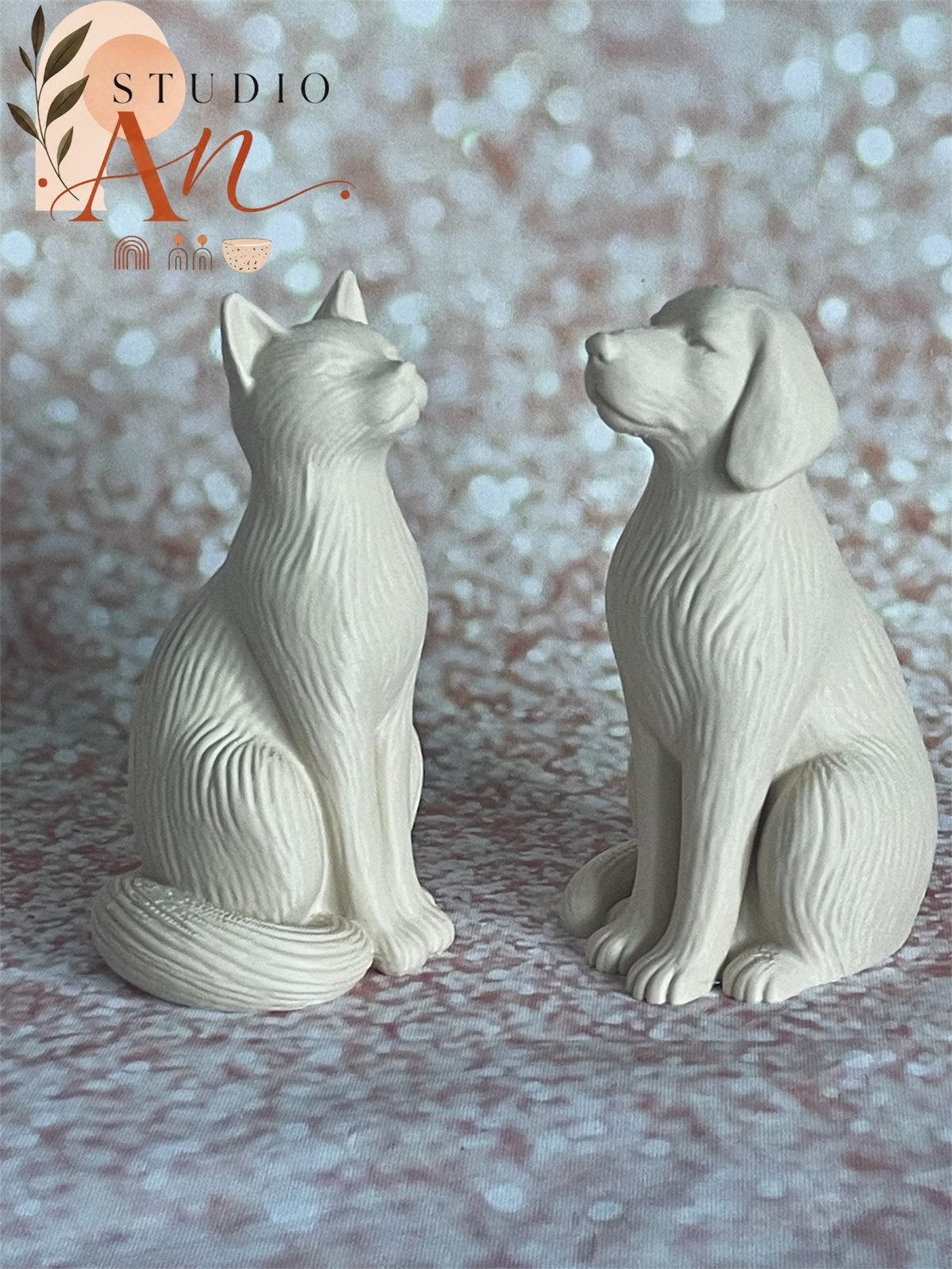 3D Geprinte Kat en Hond Beeldjes - Studio An, Ophalen of Verzenden, Nieuw, Kunststof, Japandi