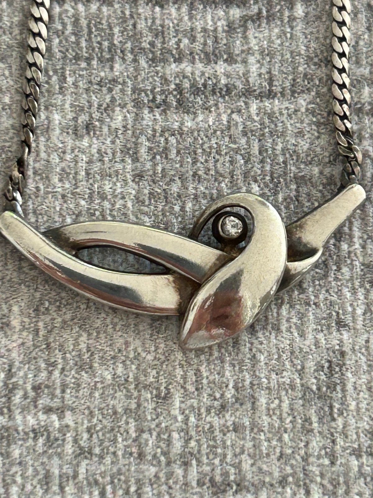 Vintage zilveren design ketting, Ophalen of Verzenden, Gebruikt, Zilver