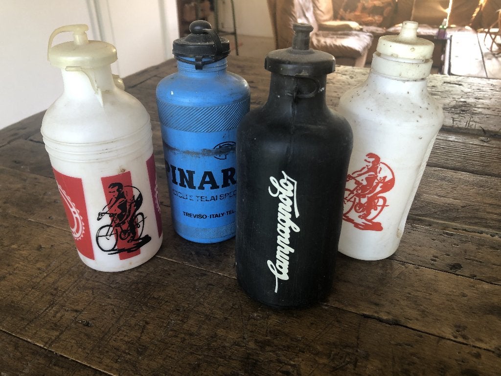 Vintage bidons Campagnolo Pinarello 4 stuks racefiets, Gebruikt, Kunststof, Ophalen of Verzenden, Racefiets