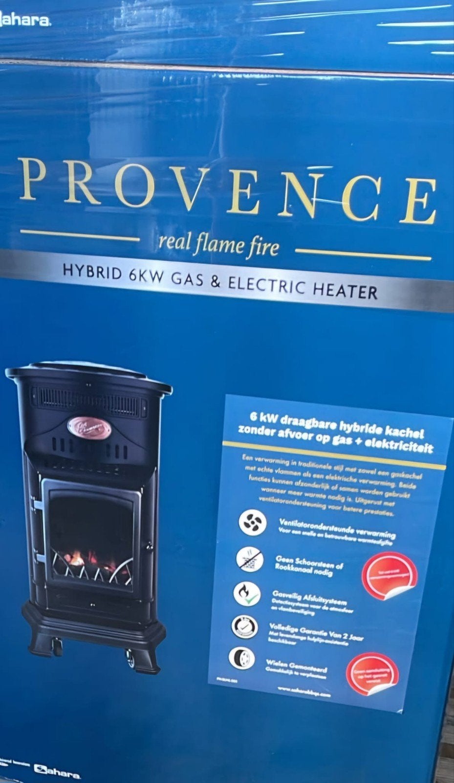 Provence Hybride 6kW Gas & Elektrische Kachel, Ophalen, Gas, Nieuw, Vrijstaand