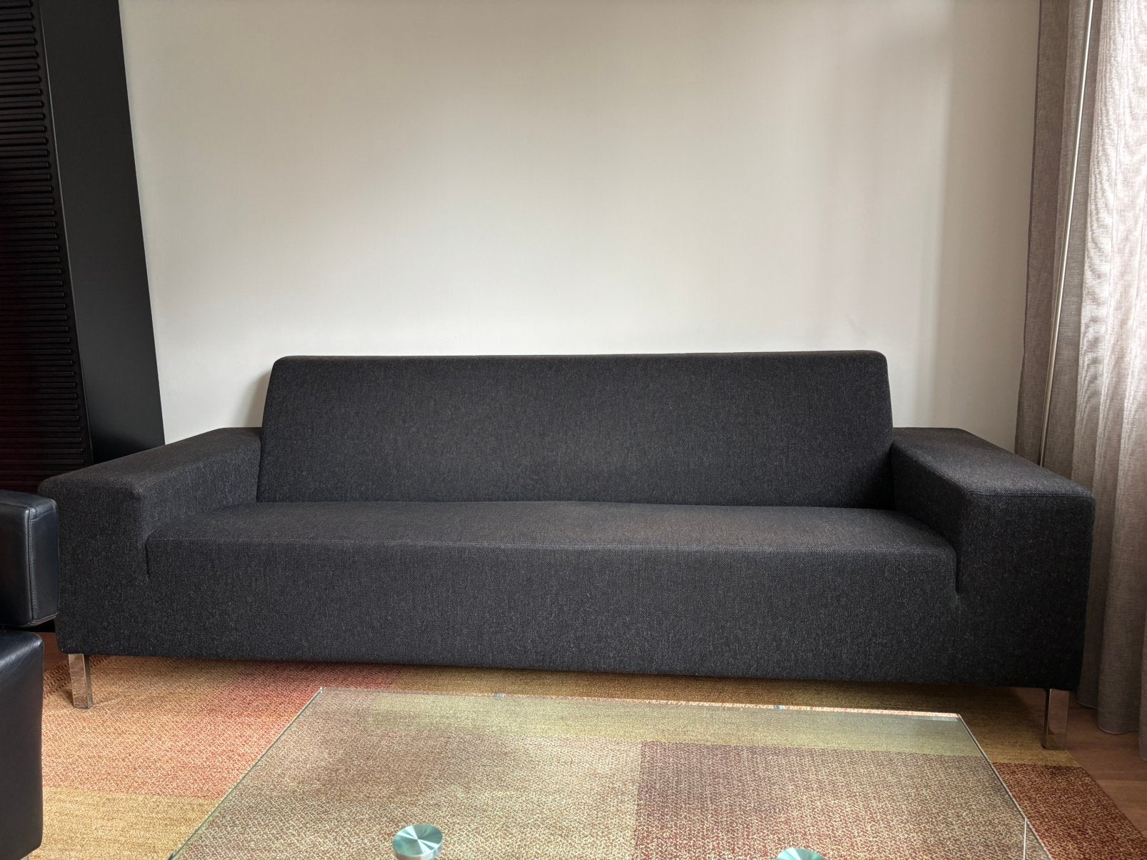 Gelderland 3-zits bank 6511 met antraciet bekleding, Ophalen, Driepersoons, 75 tot 100 cm, Zo goed als nieuw