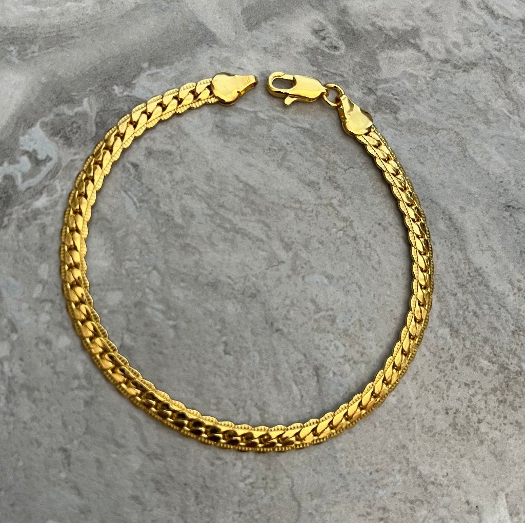 Armband Goud verguld platte schakel 6 MM X 20 CM -NIEUW-, Ophalen of Verzenden, Nieuw, Goud, Overige materialen