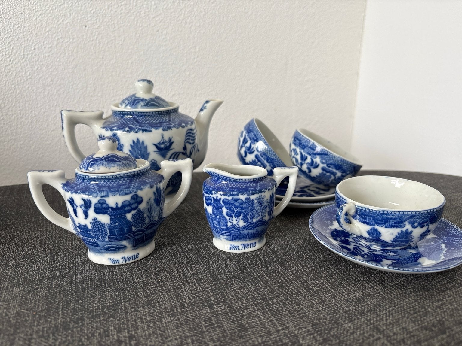 Miniatuur theeserviesje, Delfts blauw, Van Nelle, Ophalen of Verzenden