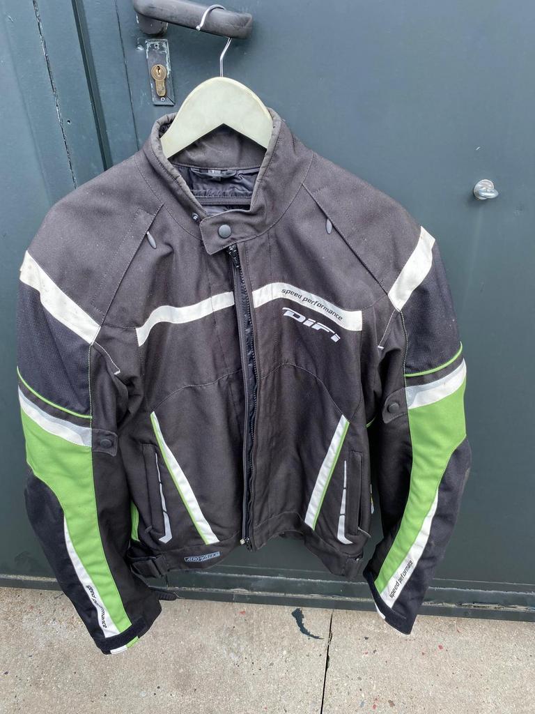 Difi Motorjas Textiel Maat L - Zwart/Groen, Motoren, Kleding | Motorkleding, Ophalen of Verzenden, Tweedehands, Dames, Jas | textiel