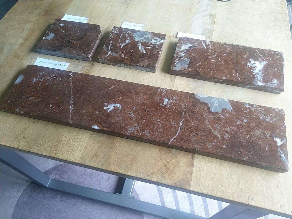 Set v 4 stukken excl. Rood marmer diverse maten Natuursteen, Ophalen