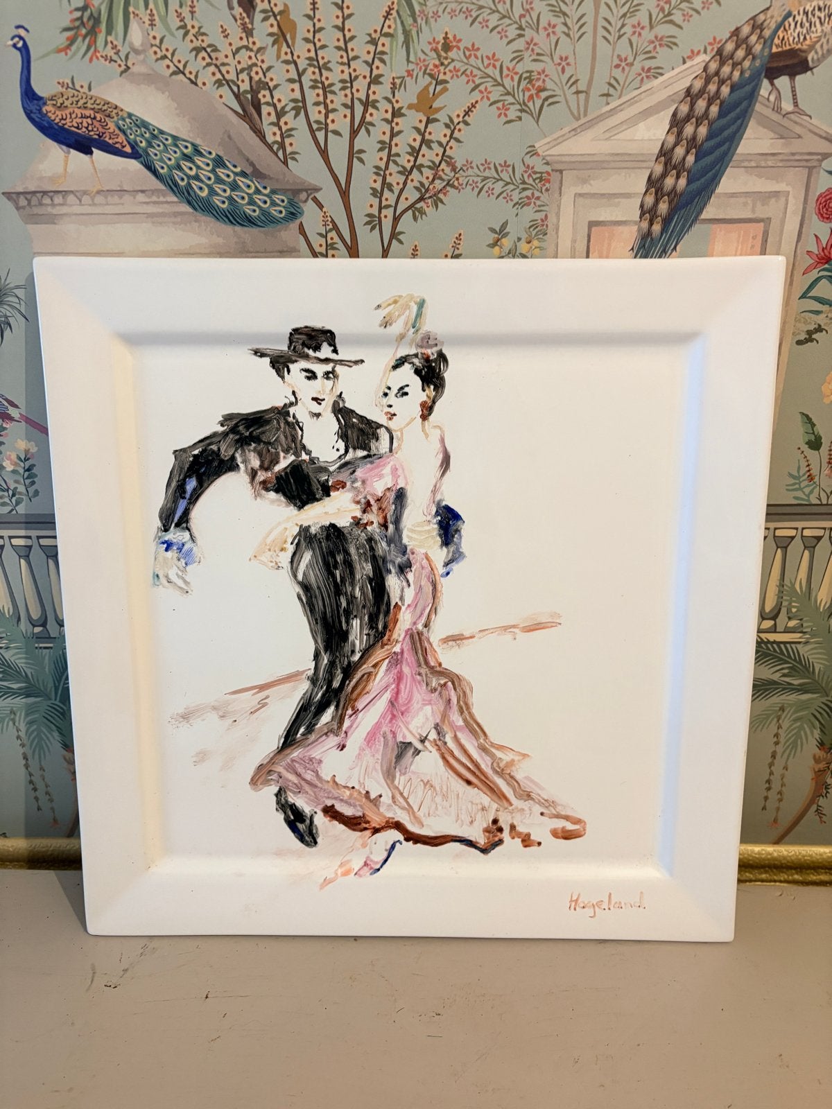 Keramiek Tableau "Flamenco" - Renée Hogeland (35x35 cm), Groep mensen, Ophalen of Verzenden, Wanddecoratie, 20 - 50 cm