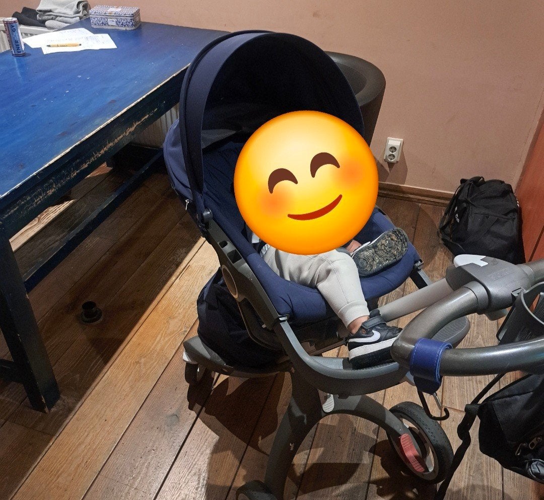Stokke kinderwagen met voetenzak, regenkap en tassenhaken, Kinderen en Baby's, Ophalen of Verzenden, Gebruikt, Kinderwagen, Overige merken
