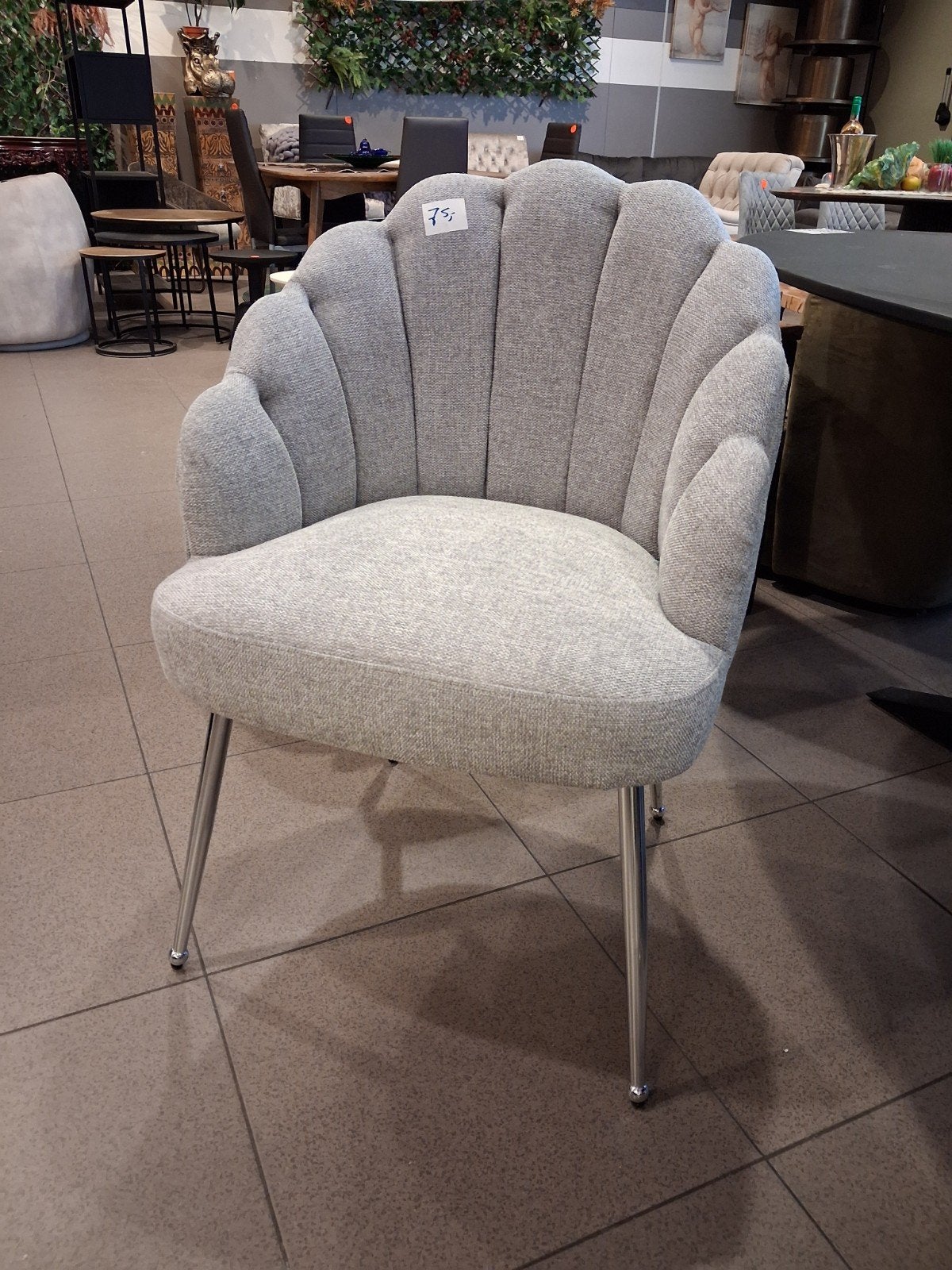 nieuwe luxe eetkamerstoel schelp model grijze stof €75p/st, Huis en Inrichting, Stoelen, Ophalen, ., Nieuw, .