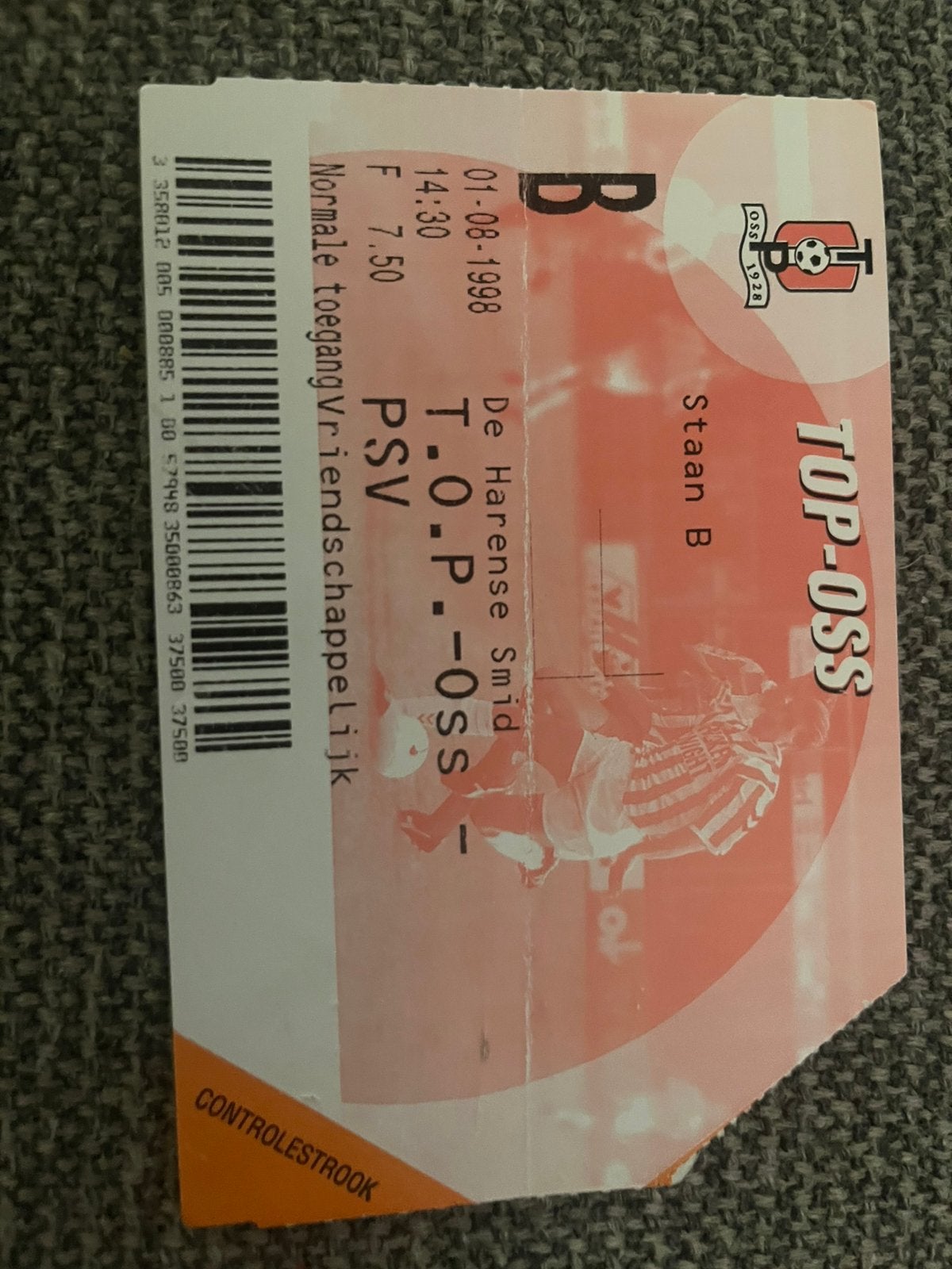 TICKET TOP OSS-PSV 1998, Verzamelen, Sportartikelen en Voetbal, Ophalen of Verzenden, Zo goed als nieuw, PSV, Overige typen