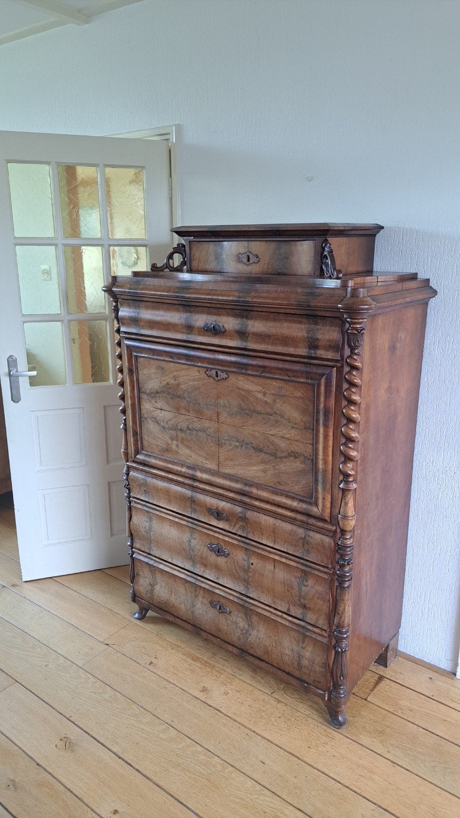 Antiek secretaire bureau met lades - Walnoot, Ophalen