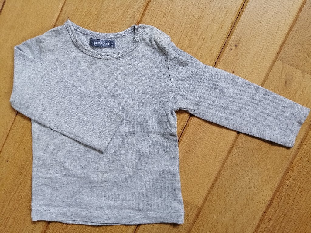 HEMA t- shirt lange mouw grijs maat 68 - nieuw -, Ophalen of Verzenden, Nieuw, Jongetje, Shirtje of Longsleeve