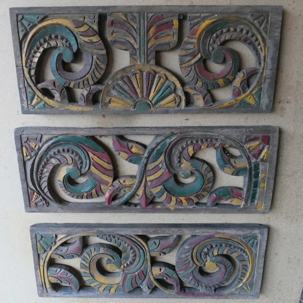 Houtsnijwerk HSX4 oud kunst hout Indonesie paneel hoofdbord, Antiek en Kunst, Ophalen of Verzenden