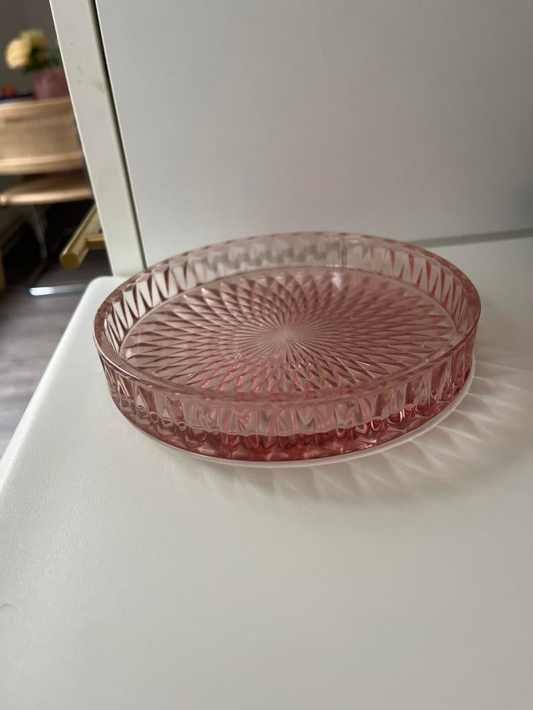 Riviera Maison Kaarsen Plateau Roze Glas, Overige materialen, Overige kleuren, Ophalen of Verzenden, Zo goed als nieuw