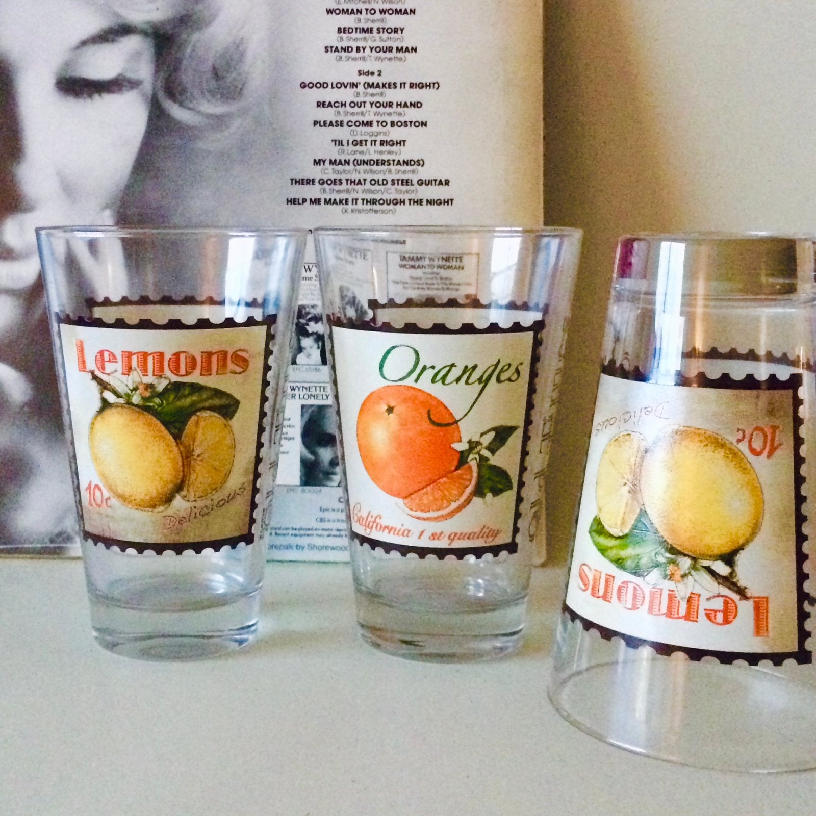 Set van 3 Vintage Oranje Sap Longdrink Glazen Cerve Italy, Verzamelen, Glas en Borrelglaasjes, Verzenden, Zo goed als nieuw, Frisdrankglas