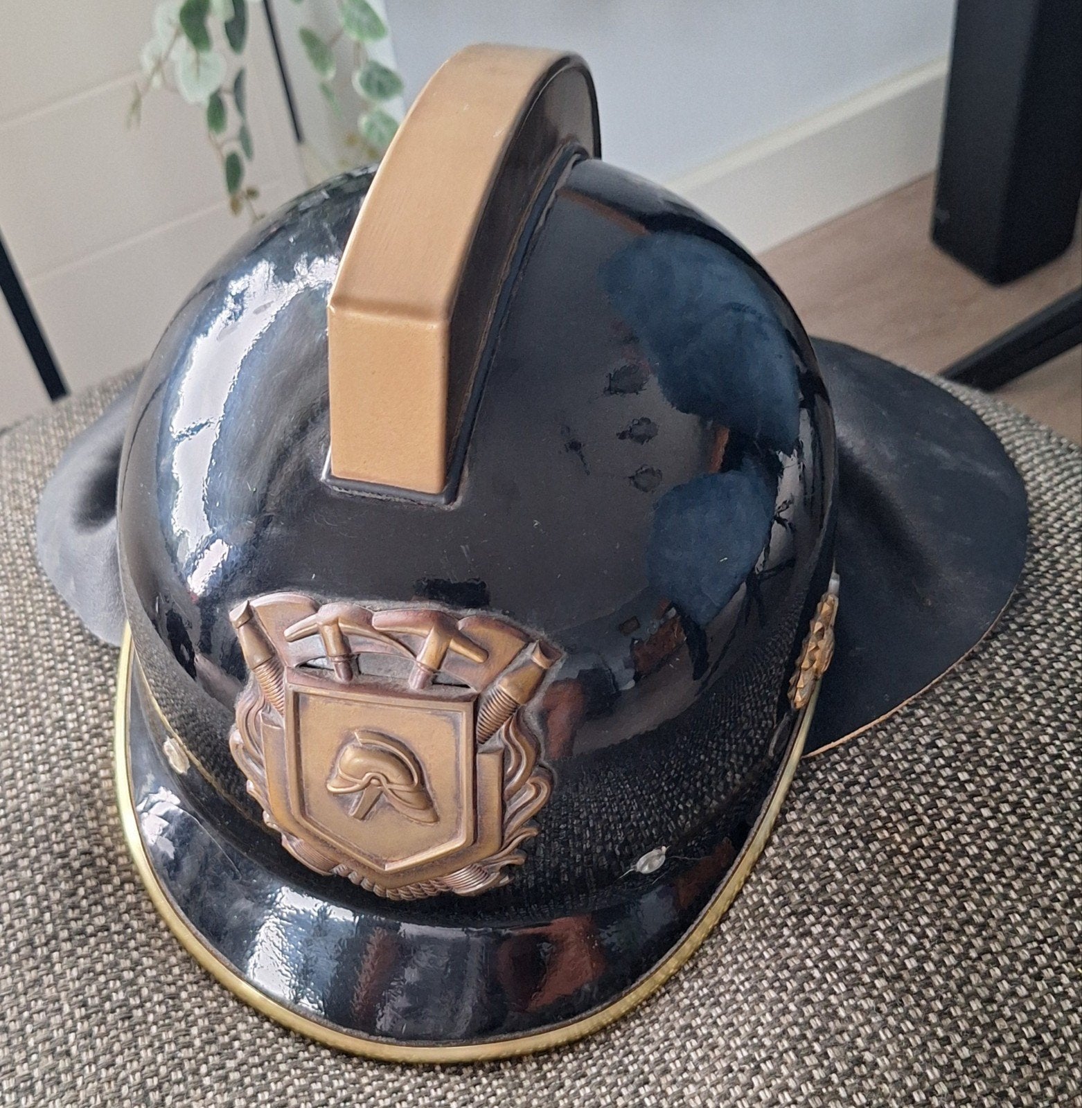 Vintage Brandweerhelm - Decoratief Item, Verzamelen, Ophalen of Verzenden, Gebruikt
