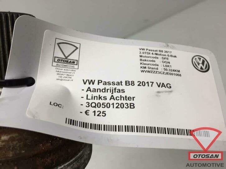 vw passat b8 2017 vag aandrijfas links achter 3q0501203b, Gebruikt, Volkswagen, Volkswagen AG, Berliner Ring 2
38440  Wolfsburg, DE