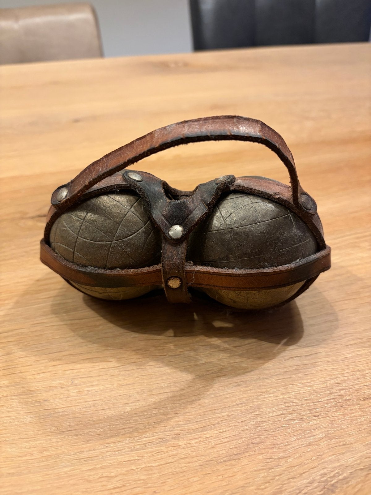 Vintage Petanque Ballen Set in Leren Houder, Ophalen, Gebruikt
