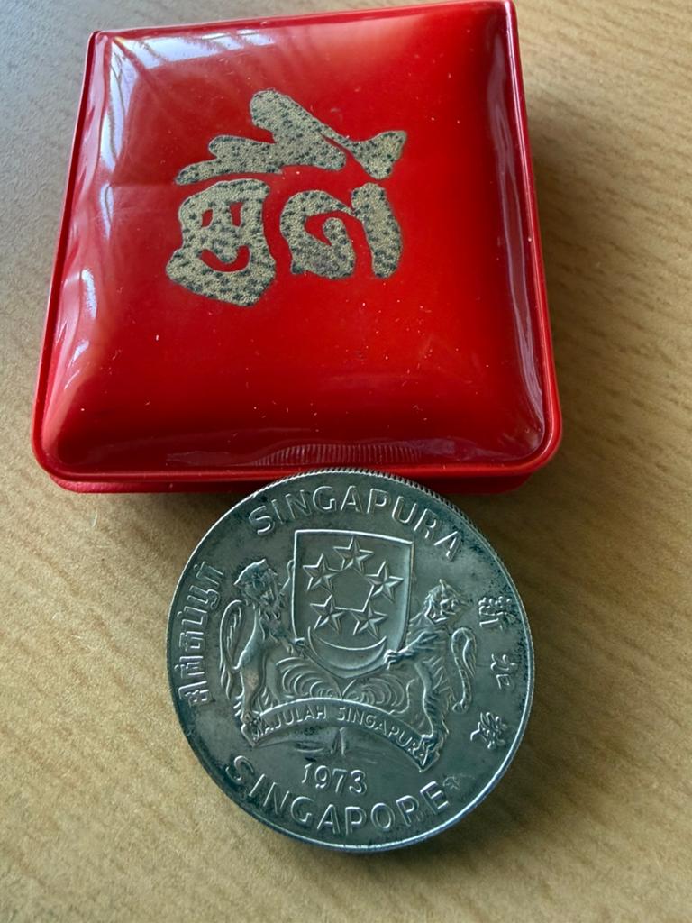 10 Dollar 1973 Singapura, Ophalen of Verzenden, Zuidoost-Azië, Losse munt, Zilver